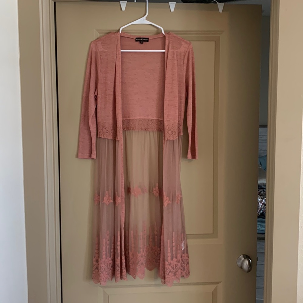 Pink lace cardigan